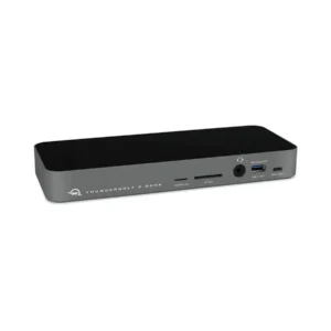 OWC 14-Port Thunderbolt 3 Dock in Space Gray angled front view showing aluminium build and port layout