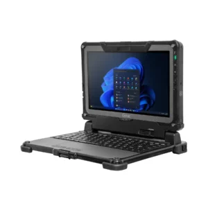 Getac F110 G7 fully rugged tablet docked to detachable keyboard