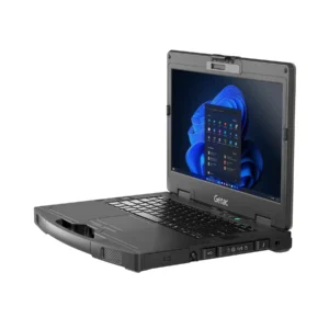 Getac S410 G5 rugged laptop right side view showing ports including RS232 serial, VGA and USB connections